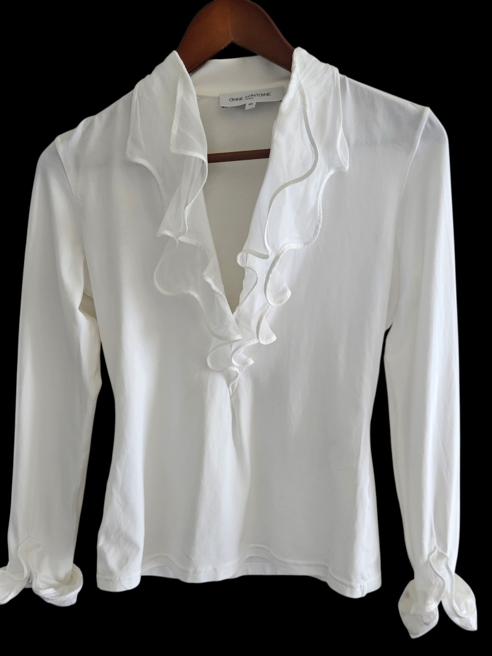 Anne Fontaine Ruffle V-Neck Blouse